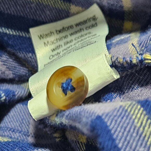 SO Plaid Button Up Shirt Womens Size Small Purple Blue 100% Cotton Long Sleeve - Picture 6 of 6
